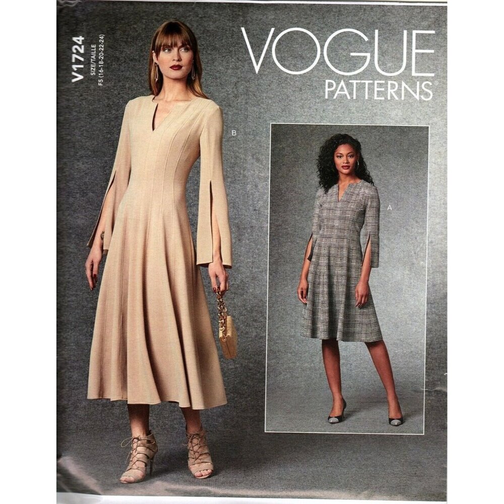Vogue V1724 Misses 16 to 24 Princess Seam Elvish Dress UNCUT Sewing Pattern